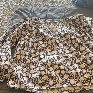 LOFT Brown and Cream Floral Top